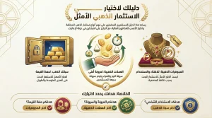 إنفوجرافيك يوضح أنواع استثمار الذهب في الإمارات: السبائك، العملات الذهبية، والمجوهرات مع مقارنة حسب الهدف من الاستثمار.