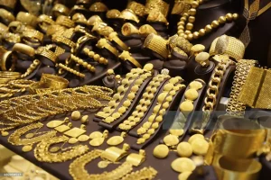 gold jewelry display showing necklaces and bracelets with high making charges in UAE