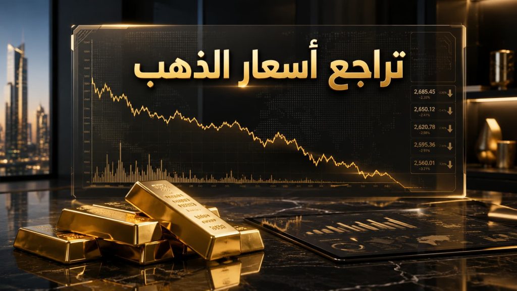 انخفاض سعر الذهب مع سبائك ذهب ومخطط أسعار في الإمارات